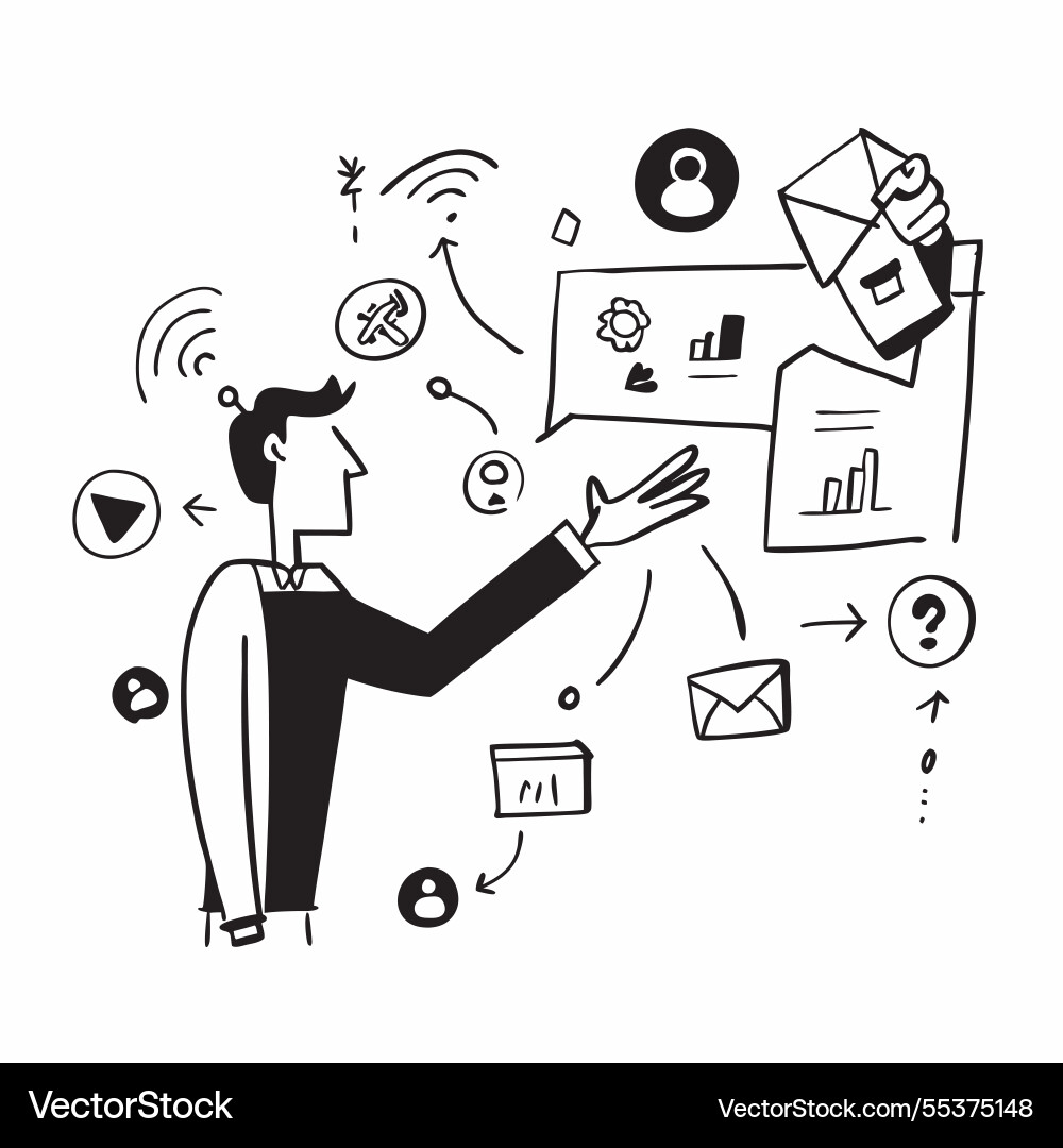 Marketing director with email campaigns concept Marketing director with email campaigns concept vector image