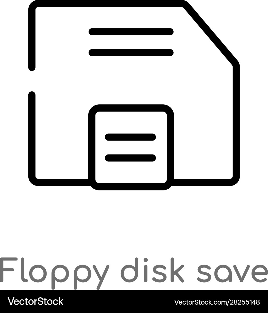 Outline floppy disk save button icon isolated vector image