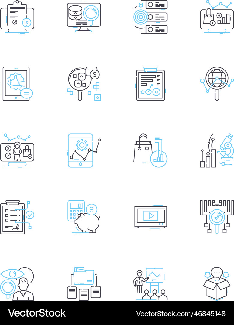 Performance evaluation linear icons set Vector Image