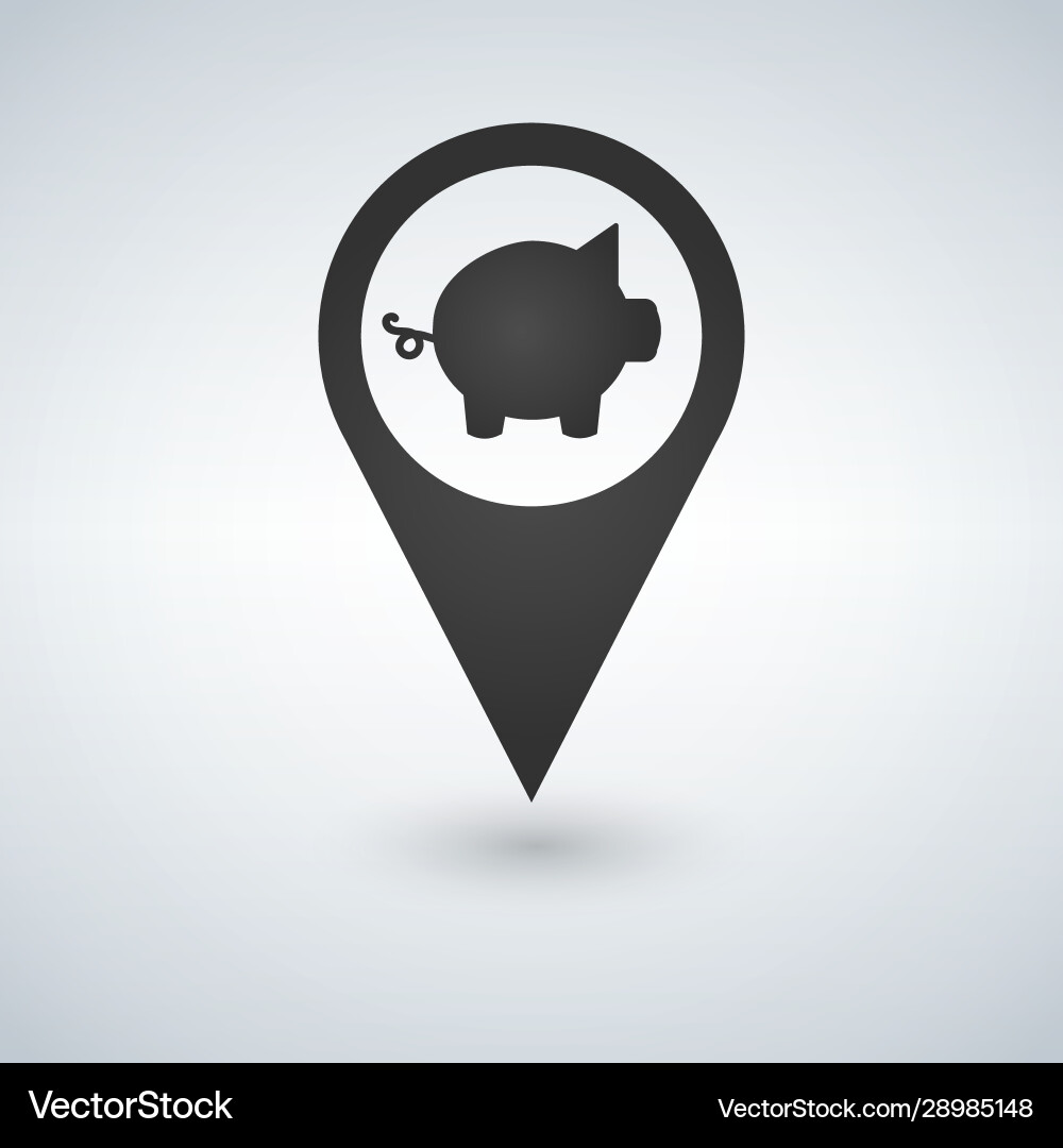 Pig flat pin map icon pointer markers Vector Image
