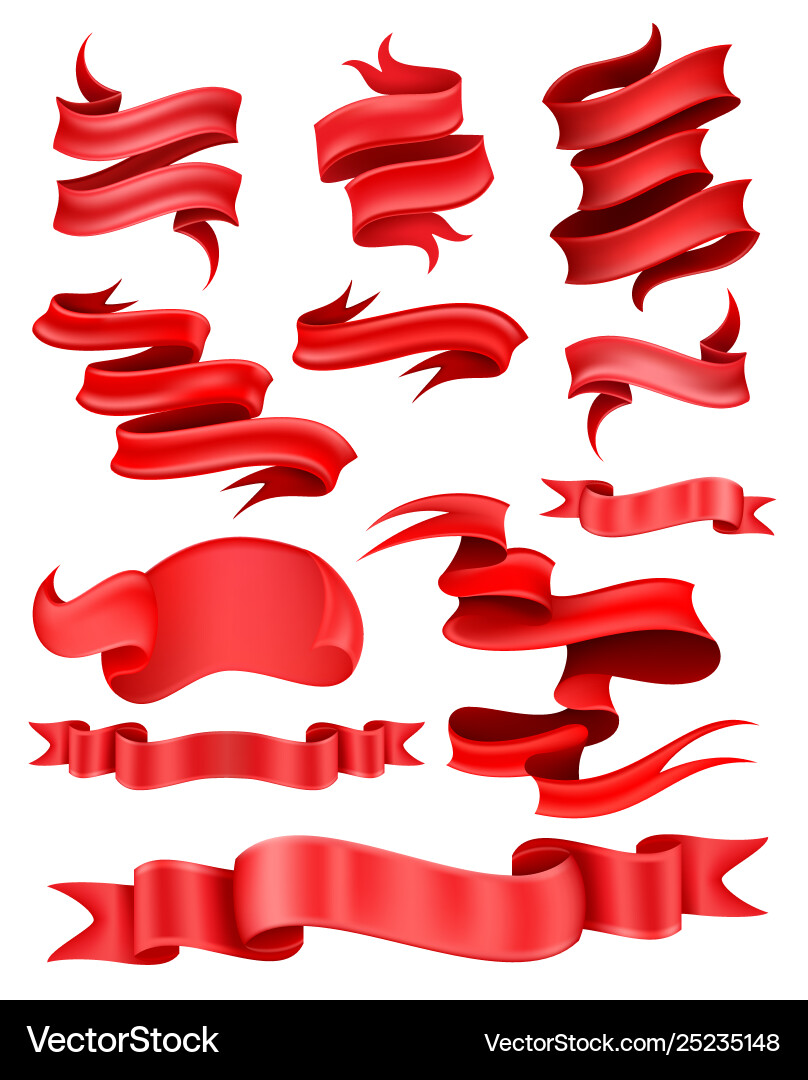 Red Ribbon Celebration Banners Vector Image