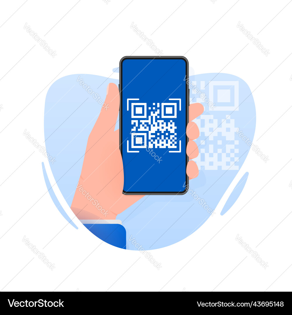 Scan code smartphone on white background isolated Scan code smartphone on white background isolated vector image