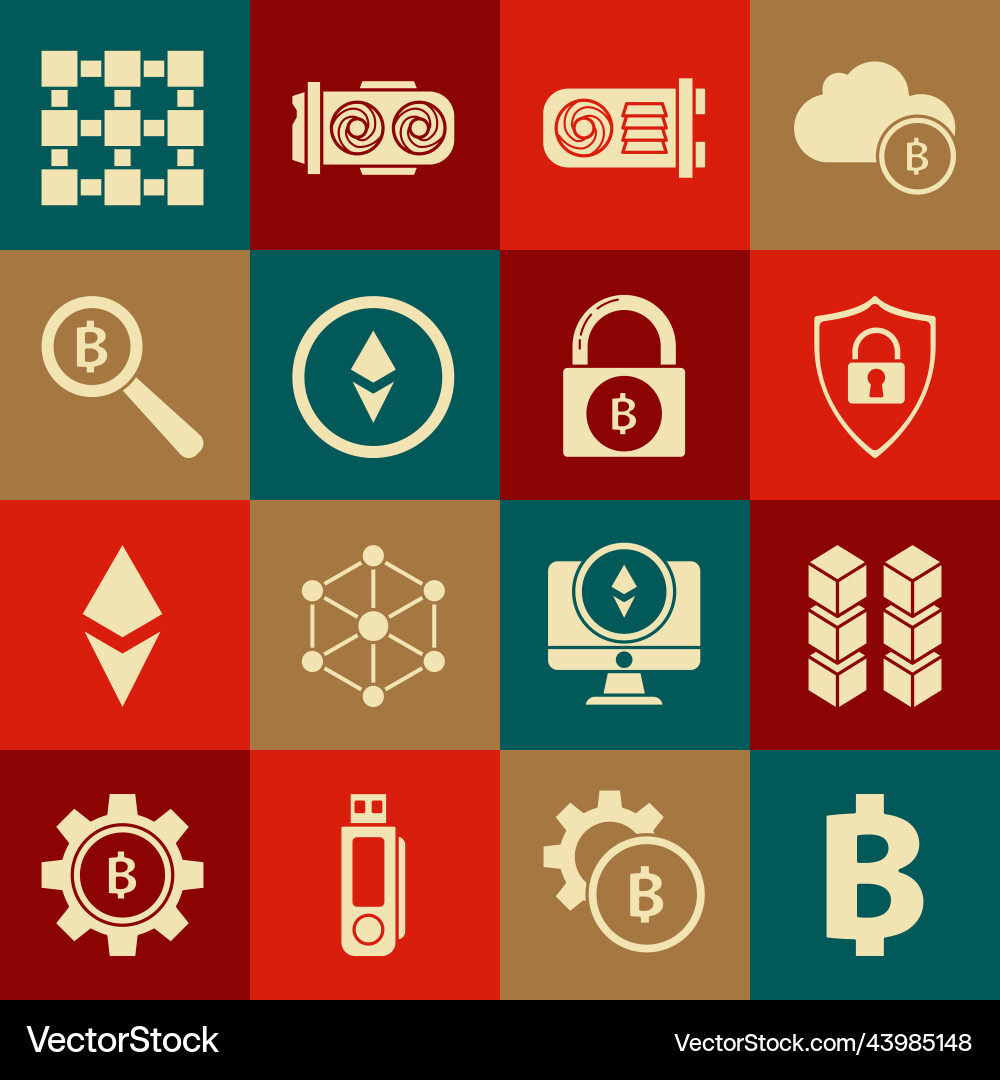 Set cryptocurrency coin bitcoin blockchain Set cryptocurrency coin bitcoin blockchain Vector Image
