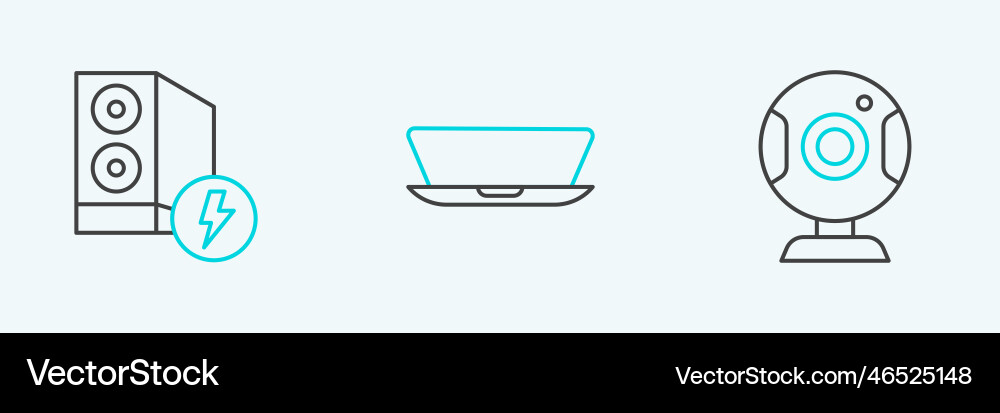 Set line web camera case of computer and laptop Vector Image
