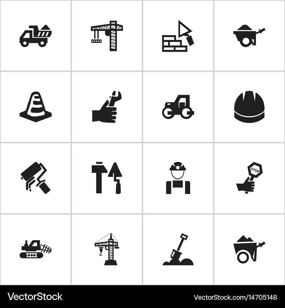 Set of 16 editable building icons includes vector image