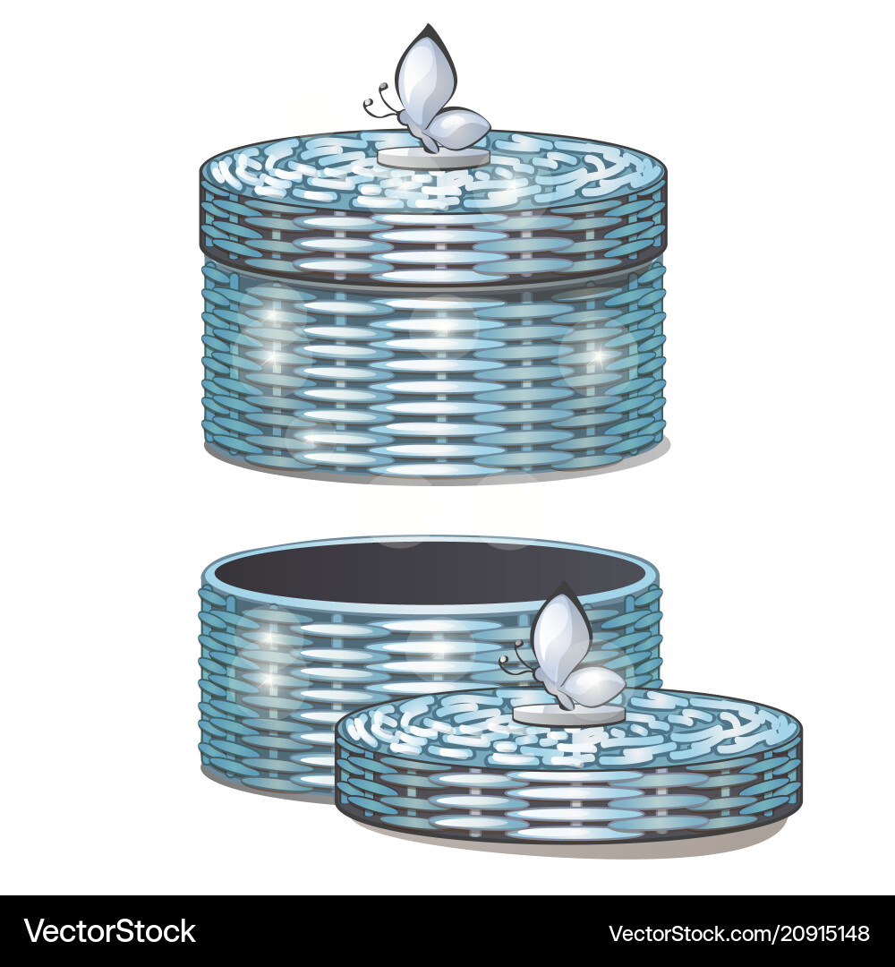 Set of round wicker baskets with lids Vector Image