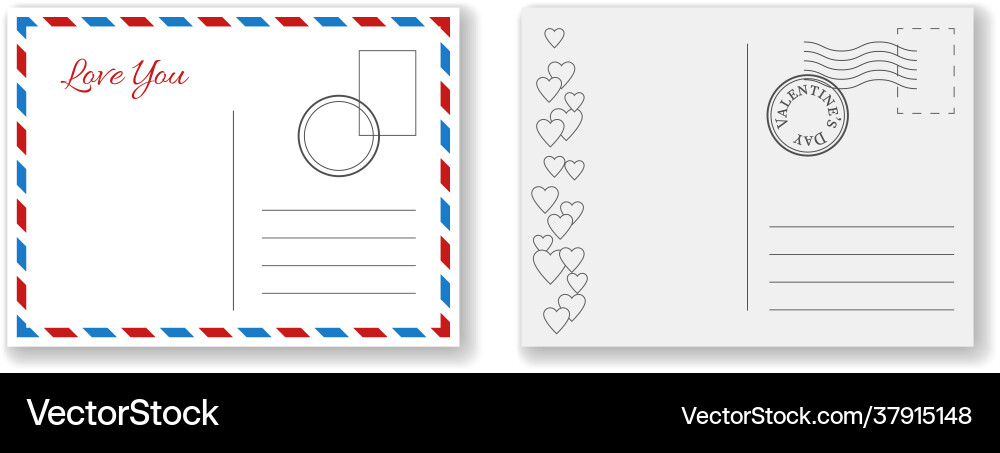Vintage Valentine Postcards Vector Image