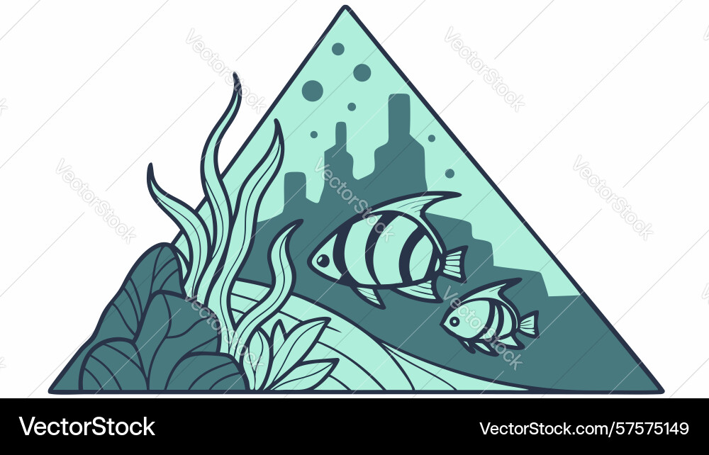 Abstract fish in triangular underwater scene Vector Image