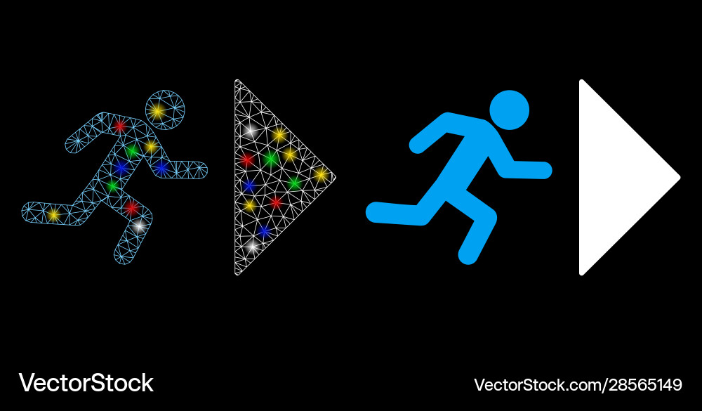 Bright mesh network exit direction icon with flash Bright mesh network exit direction icon with flash vector image