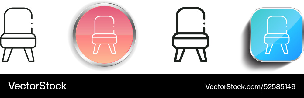 Chair icon thin linear regular and button style vector image