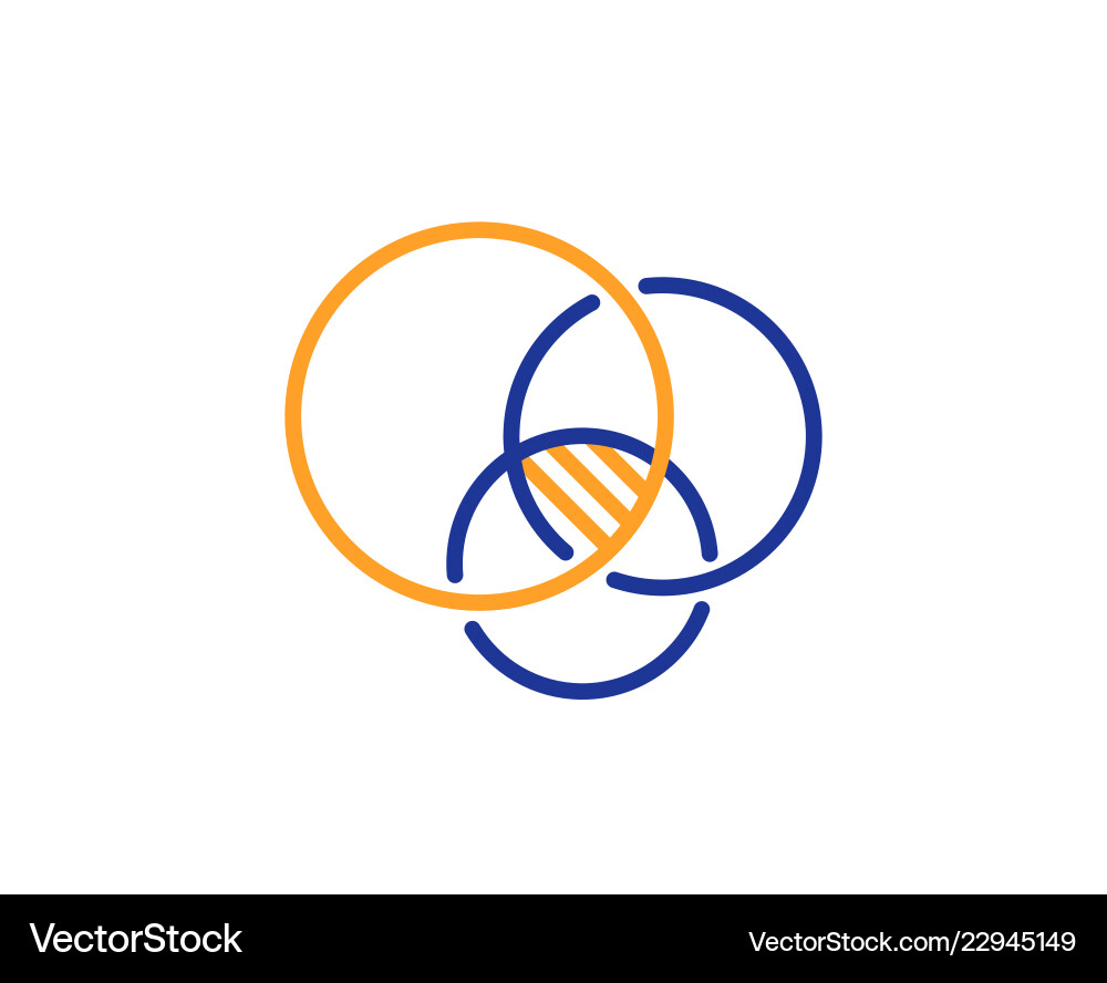 Euler diagram line icon eulerian circles sign Vector Image