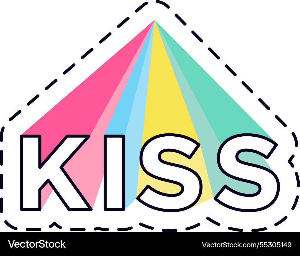 Kiss lettering with colorful light beams forming Kiss lettering with colorful light beams forming vector image