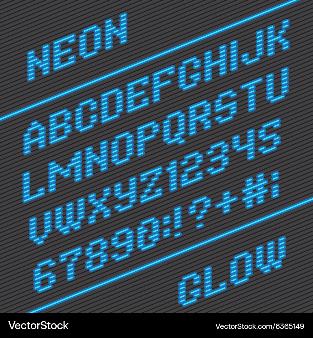 Lightbulb alphabet font and numbers Vector Image