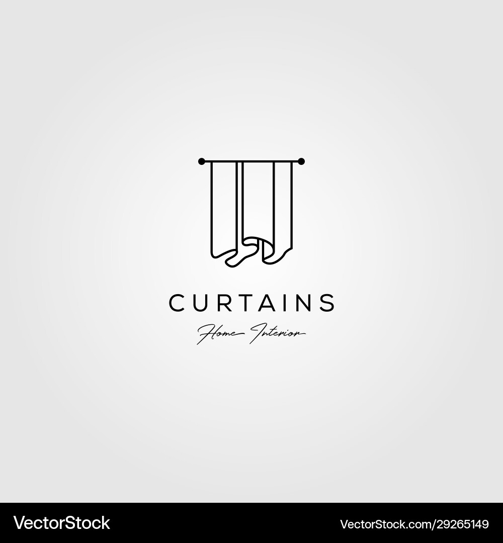 Line art curtains logo simple design Line art curtains logo simple design vector image