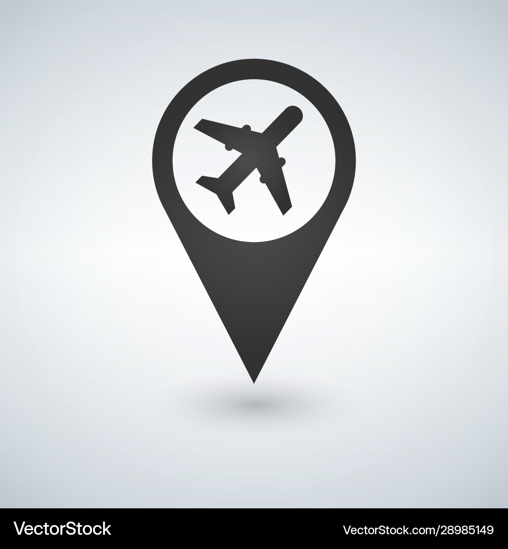 Map pointer with air plane icon Vector Image