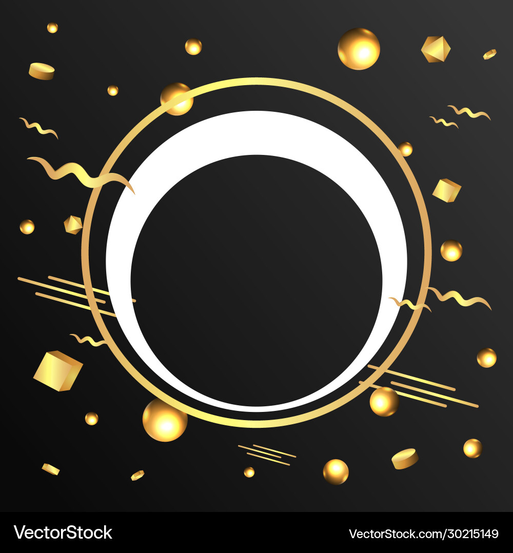 Metallic golden round frame with floating Metallic golden round frame with floating Vector Image