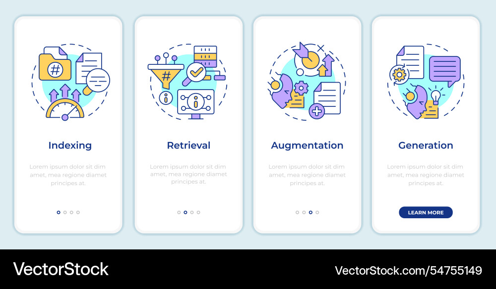 Rag process onboarding mobile app screen Vector Image