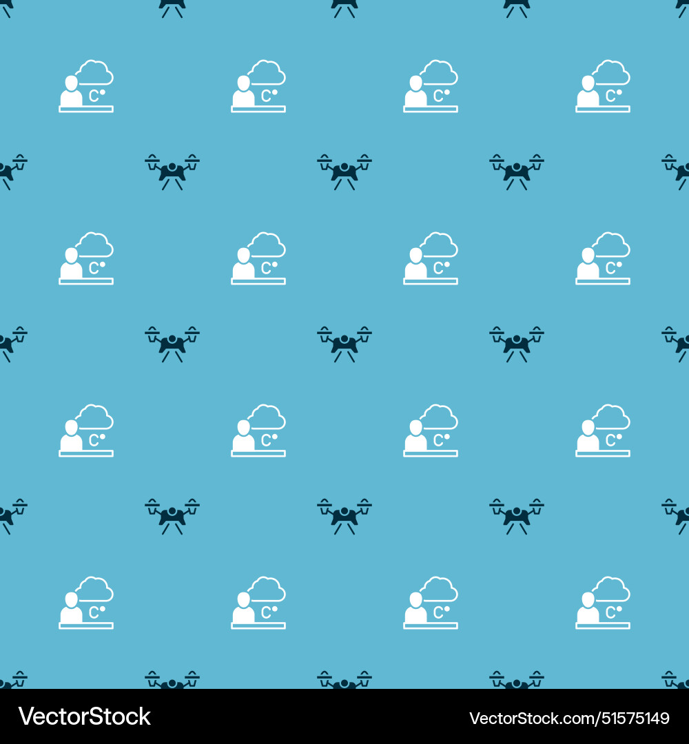 Set drone and weather forecast on seamless pattern vector image