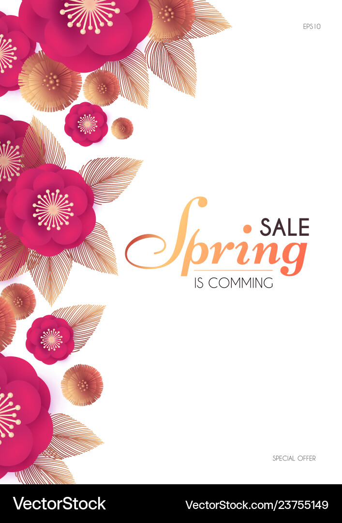 Spring sale flower paper cut elegant design Spring sale flower paper cut elegant design vector image