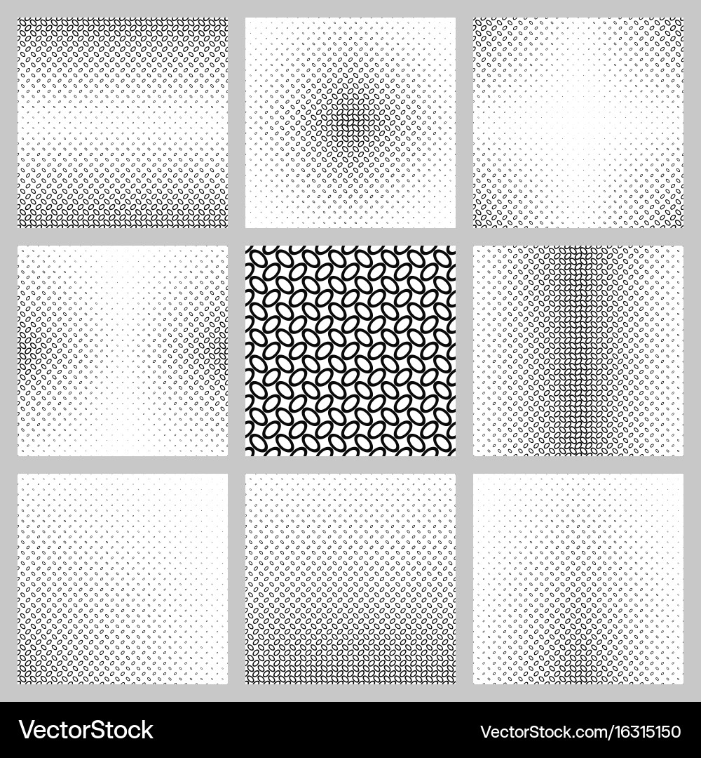 Black and white ellipse pattern background set vector image