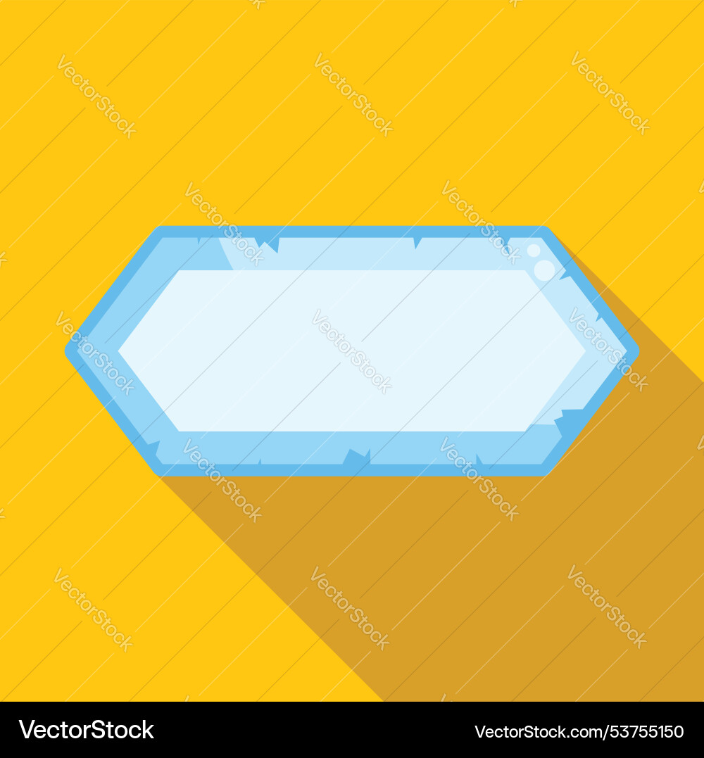 Blue hexagon ice crystal button game asset showing Vector Image