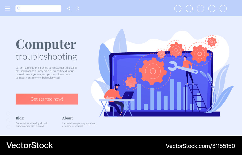 Computer troubleshooting concept landing page Computer troubleshooting concept landing page vector image