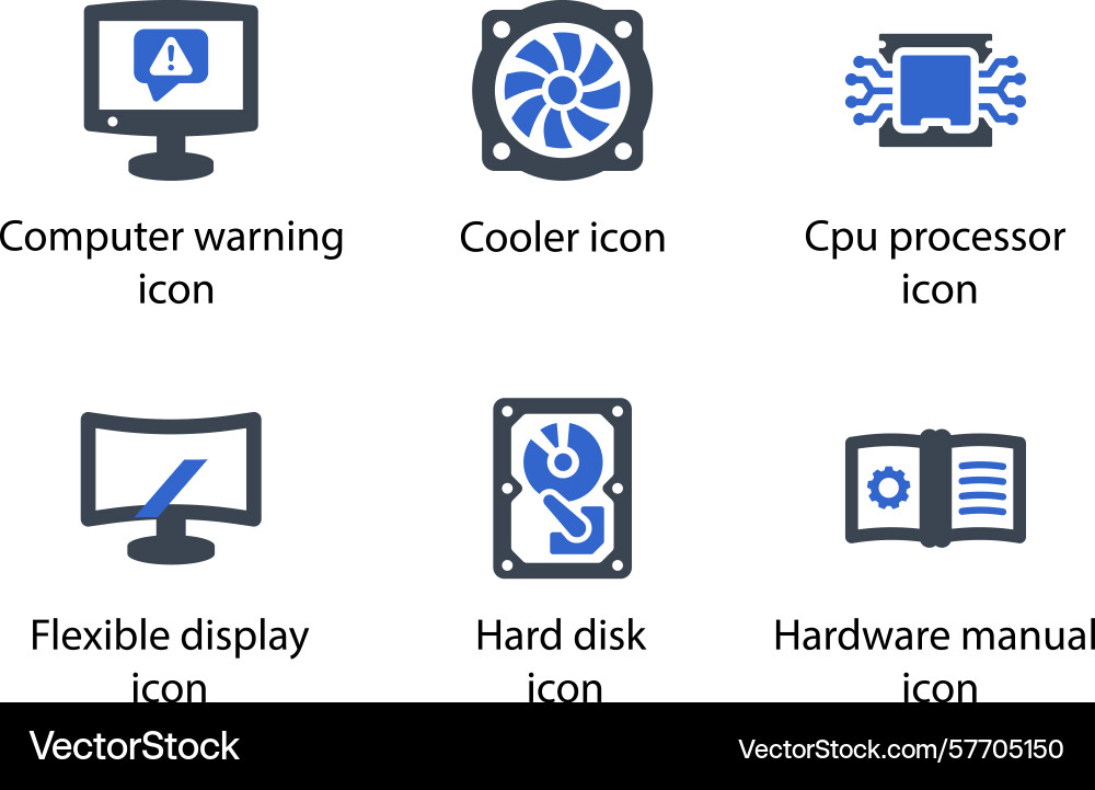 Computer warning cooler cpu processor flexible vector image