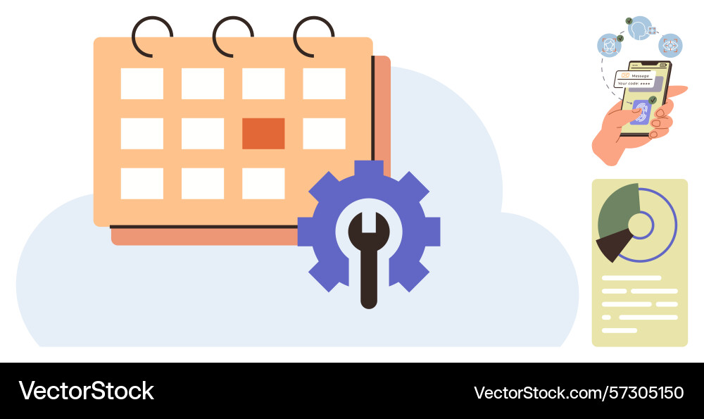 Digital calendar management with tools data Digital calendar management with tools data vector image