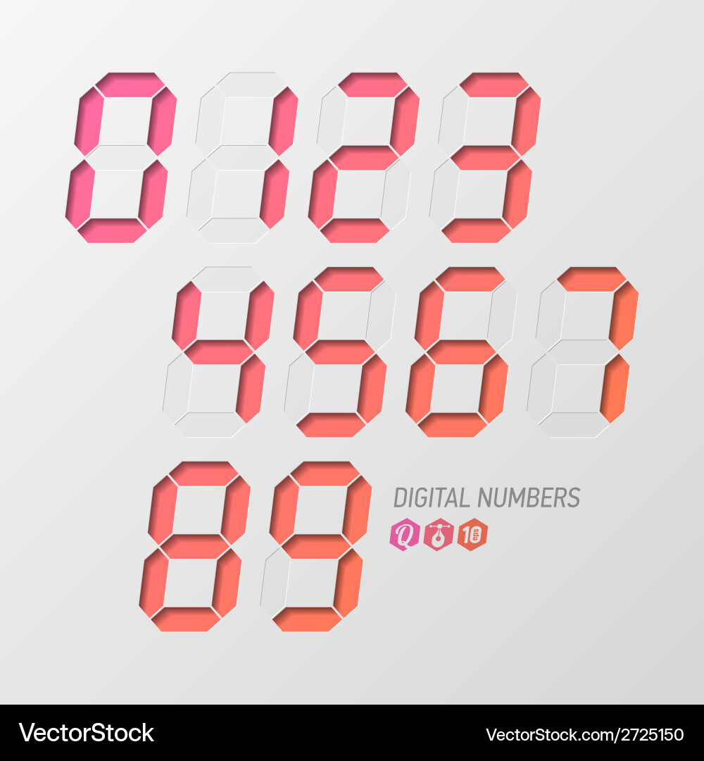 Digital Number Display Set Vector Image