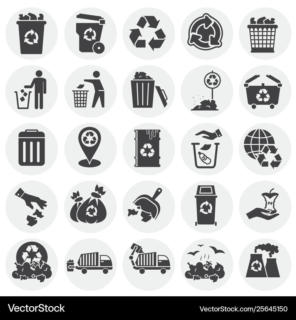 Garbage related icons set on background Garbage related icons set on background Vector Image