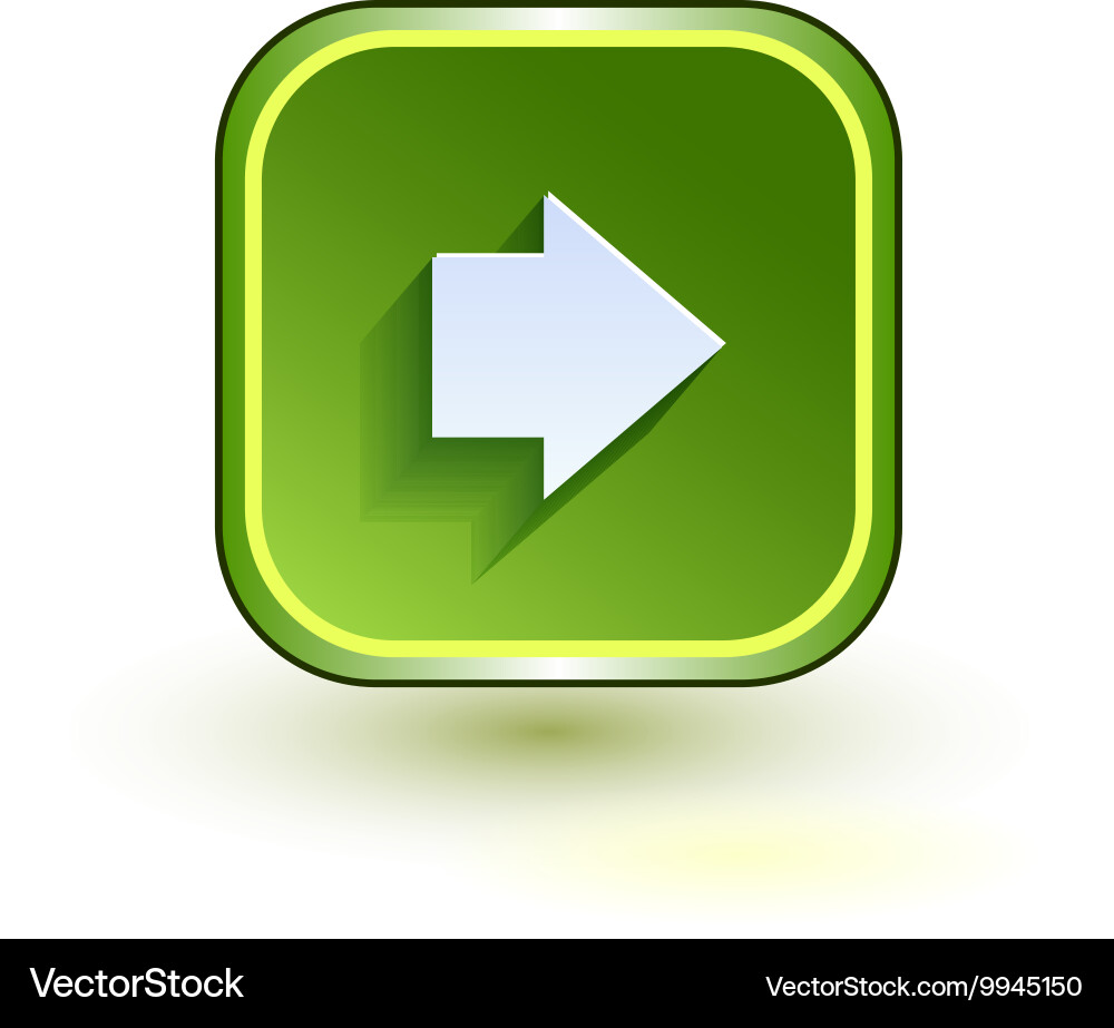 Green web button with arrow right sign rounded vector image