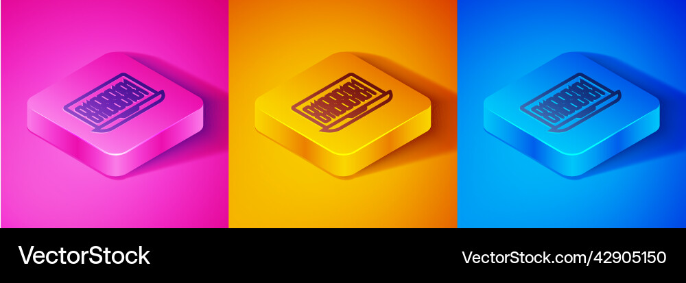 Isometric line binary code icon isolated on pink Isometric line binary code icon isolated on pink vector image