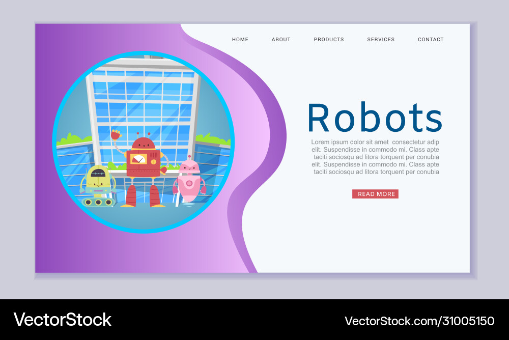 Robotics online lessons with cute robots Robotics online lessons with cute robots vector image