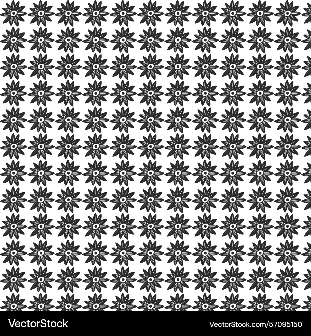Seamless black outline flower pattern with open ce Seamless black outline flower pattern with open ce Vector Image
