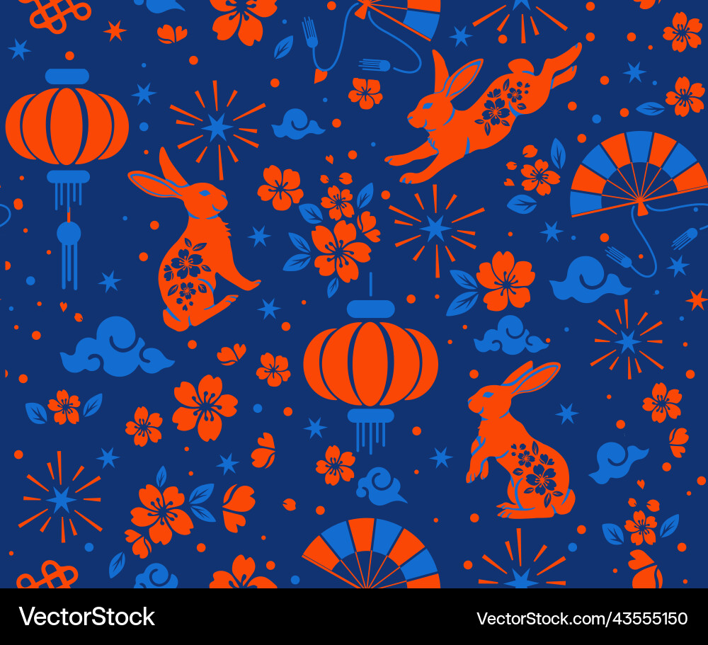 Seamless pattern with asian elements on color Seamless pattern with asian elements on color vector image