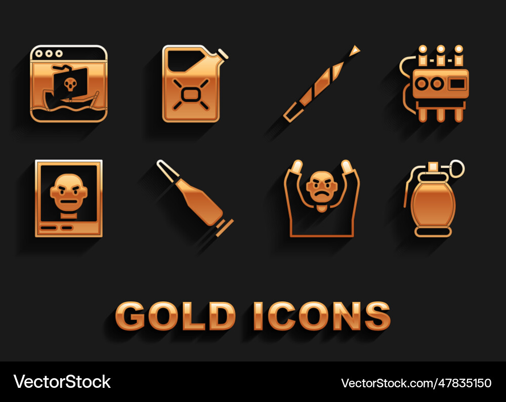 Set bullet dynamite and timer clock hand grenade Vector Image