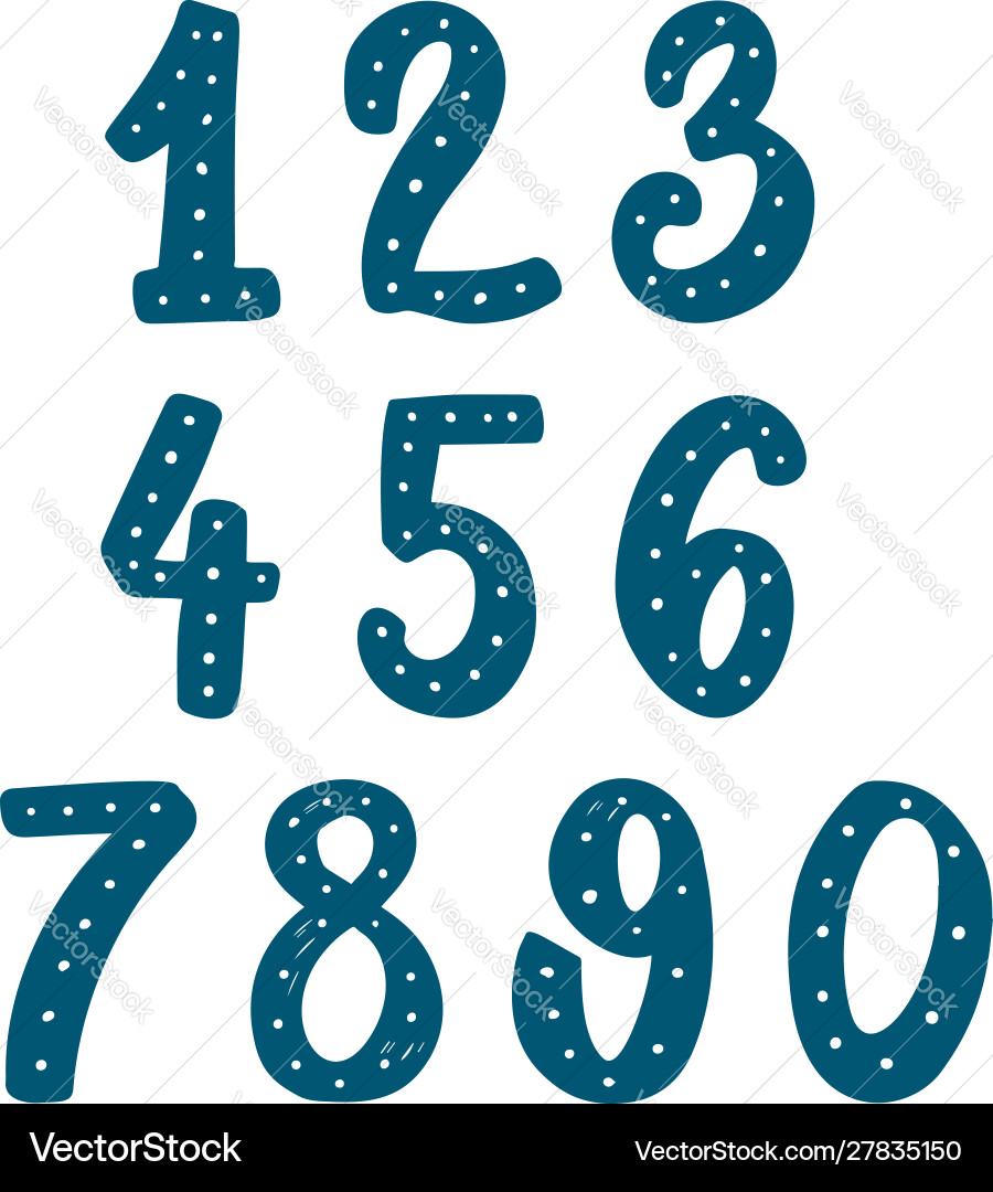 Set hand drawn digits design element Set hand drawn digits design element vector image