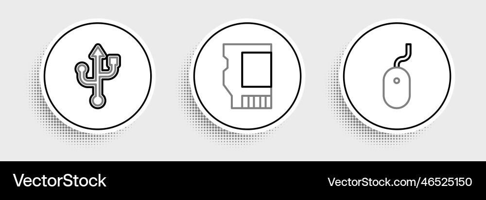 Set line computer mouse usb and sd card icon Set line computer mouse usb and sd card icon Vector Image