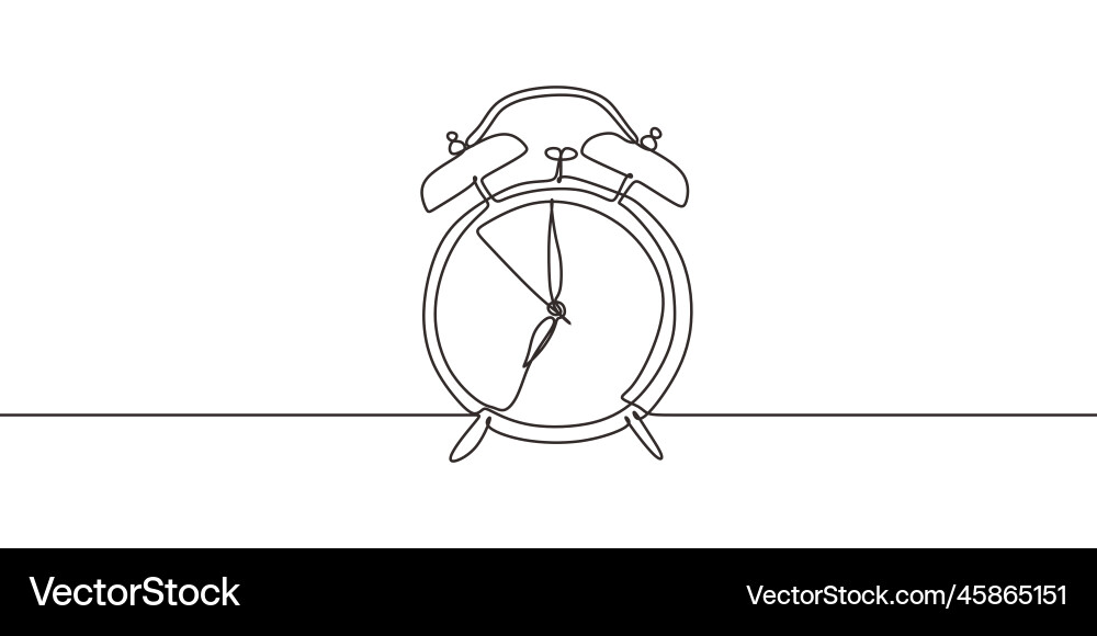 Alarm clock one continuous line drawing Vector Image