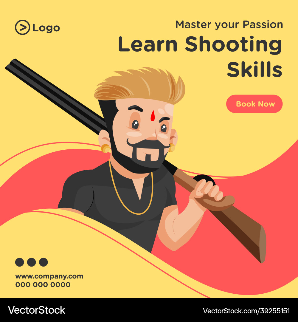 Banner design of learn shooting skills Banner design of learn shooting skills vector image