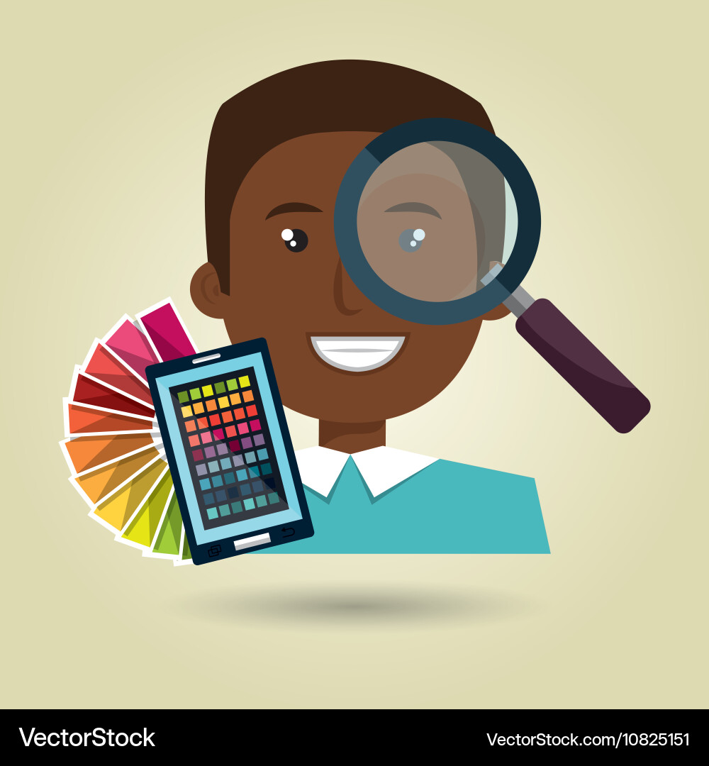 Man smartphone color chart idea vector image