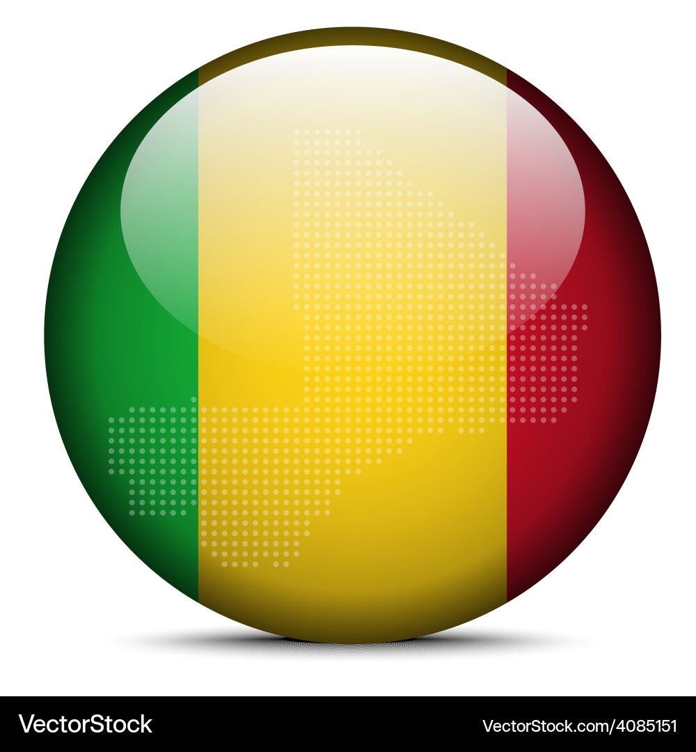 Map with dot pattern on flag button of mali Vector Image