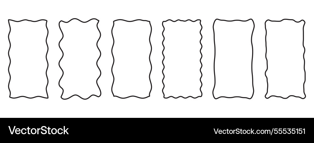 Set of rectangular scalloped and wavy frame pop Set of rectangular scalloped and wavy frame pop Vector Image