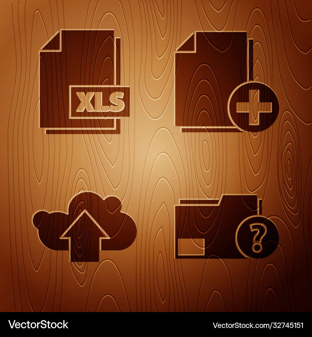 Set unknown document folder xls file Set unknown document folder xls file Vector Image