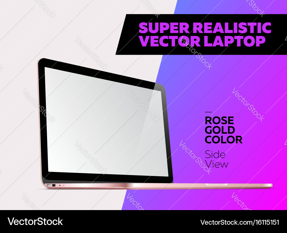 Super realistic notebook with blank screen vector image
