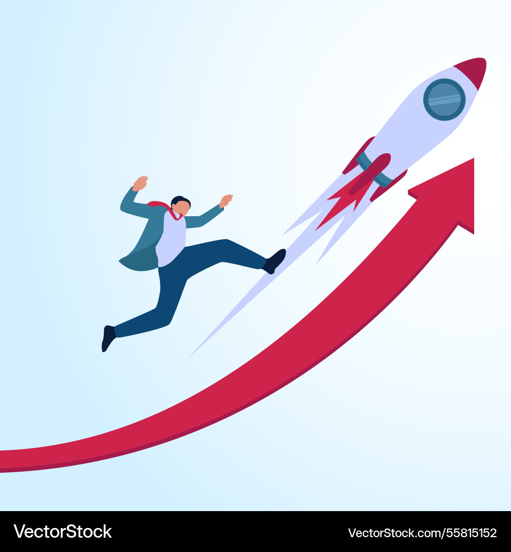 A man running with rocket riding an arrow going Vector Image