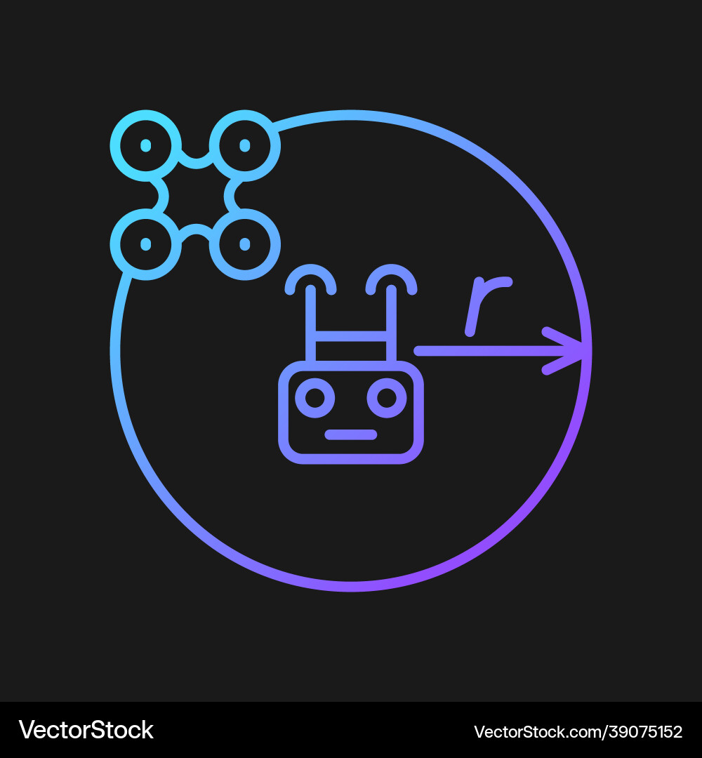 Control flight radius gradient manual label icon Control flight radius gradient manual label icon vector image