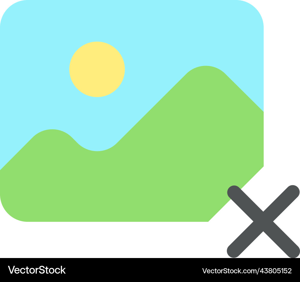 Delete photo flat color ui icon Delete photo flat color ui icon Vector Image