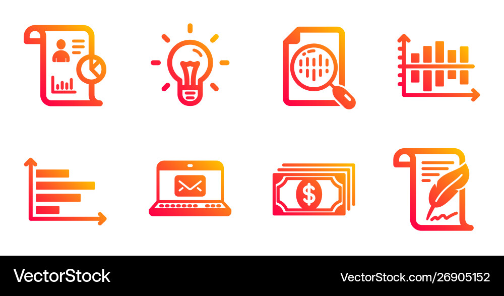 E-mail payment and analytics chart icons set Vector Image