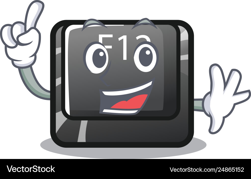 Finger f12 button installed on cartoon computer Finger f12 button installed on cartoon computer vector image